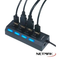 HUB NETMAK USB 4PTS 2.0 con switch - AC08