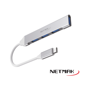 HUB NETMAK NM-HUBC TIPO C MACHO A 4 PUERTOS USB