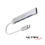 HUB NETMAK NM-HUBC TIPO C MACHO A 4 PUERTOS USB