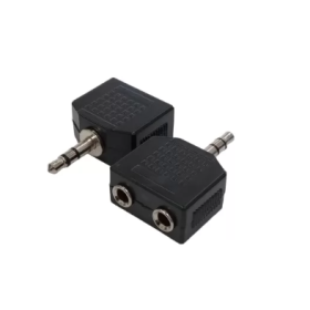 Adaptador de 2 jacks 3,5 mm a plug 3,5 mm, estéreo