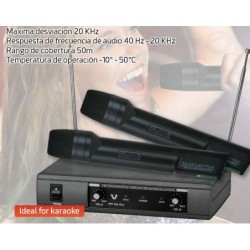 Kit Microfonos Inalambricos Dobles Vhf Karaoke 50 Metros