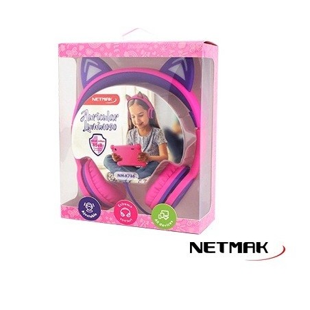 Auricular KIDS Orejas Gato Luminosas c/ Prot. de Vol. NM-K786