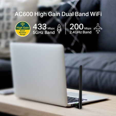 Adaptador USB WIFI TP-Link Archer T2U AC600 Dual Banda + Antena