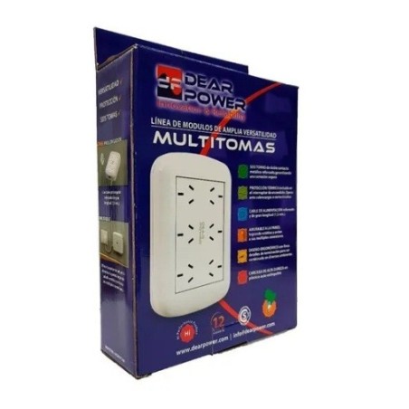 Zapatilla Multitoma 6 Enchufes Protector Termico y Cable Pared