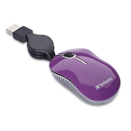 MINI MOUSE USB CON CABLE RETRACTIL VIOLETA VERBATIM 98617