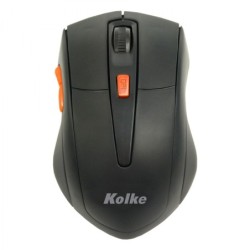 MOUSE KOLKE INALÁMBRICO USB KEM-247 NEGRO Y NARANJA