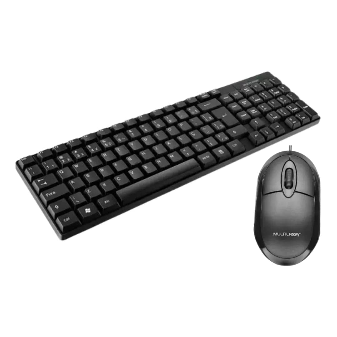 Combo Teclado USB Multilaser TC501+ Mouse MO300 USB Cable Negro Packaging Individual