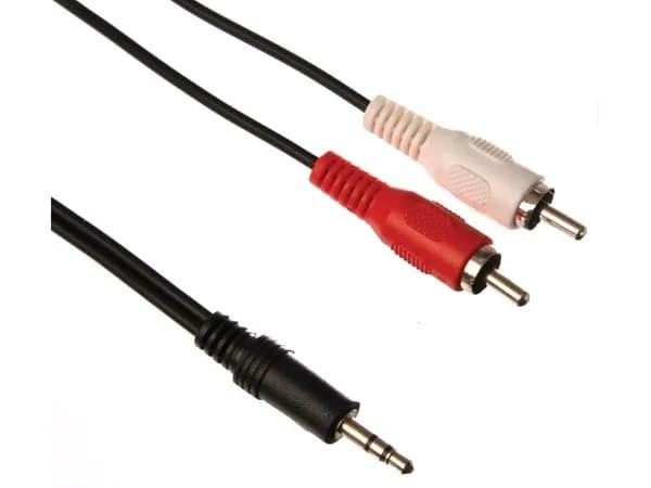 CONECTOR 1,8mts ESTÉREO MACHO DE 3.5mm a 2 RCA MACHO