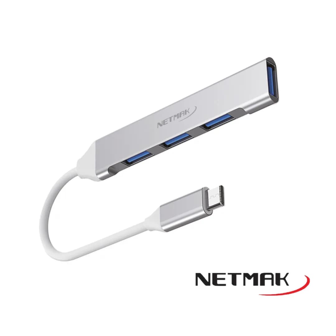 Hub Netmak Nm-hubc Tipo C Macho a 4 Puertos USB
