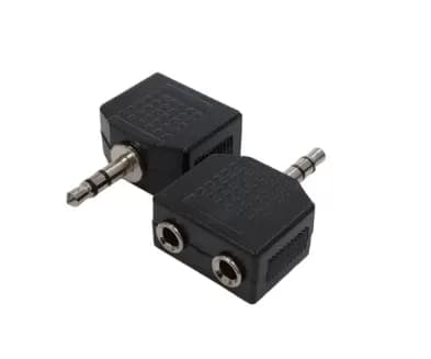 Adaptador de 2 jacks 3,5 mm a plug 3,5 mm, estéreo