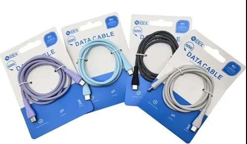 Cable de datos USB-C a USB-C IBEK 60W (tipo C a tipo C)