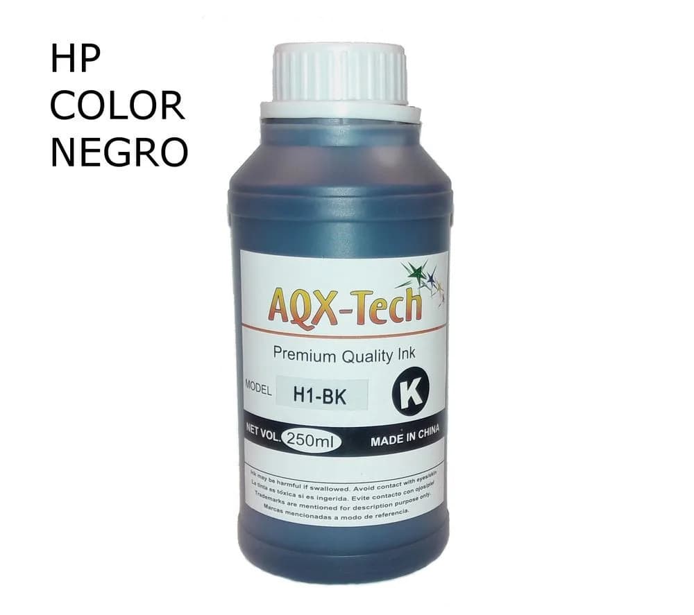 Tinta AQX tech para HP de 250cc - Negro