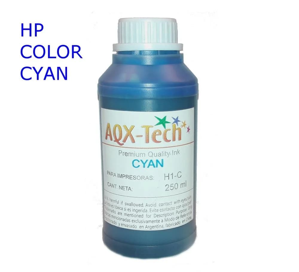 Tinta AQX tech para HP de 250cc - Cyan