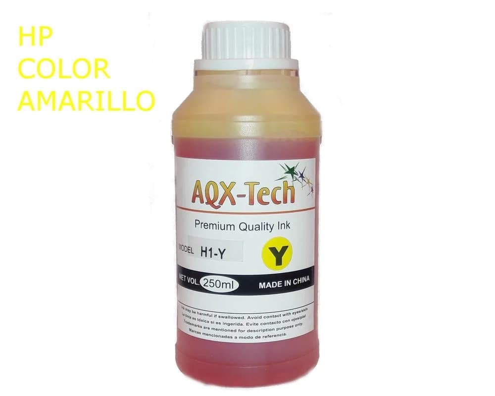 Tinta AQX tech para HP de 250cc - Amarillo