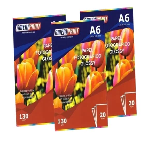 Papel Fotografico Ameriprint Glossy A6 150 Grs X 20 Hojas