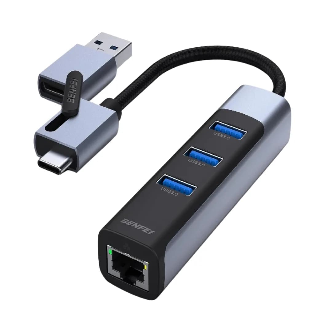 Hub Adaptador Tipo C y USB 3.0 a RJ45 BF-350