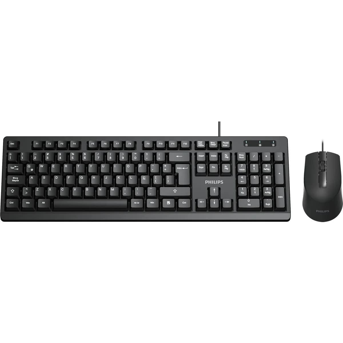 Kit Teclado y mouse Philips C2000 Negro 1000Dpi SPT6234B
