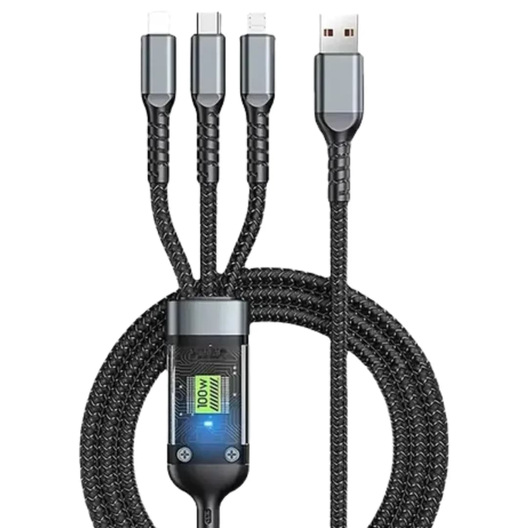 Cable Ibek 3 en 1 CB-2533 USB a USB-C/LIGHTNING/V8 120CM