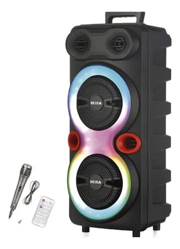 Parlante Seisa YX-C8803 Bluetooth 8" X2 con Microfono Inalambrico y Control Remoto
