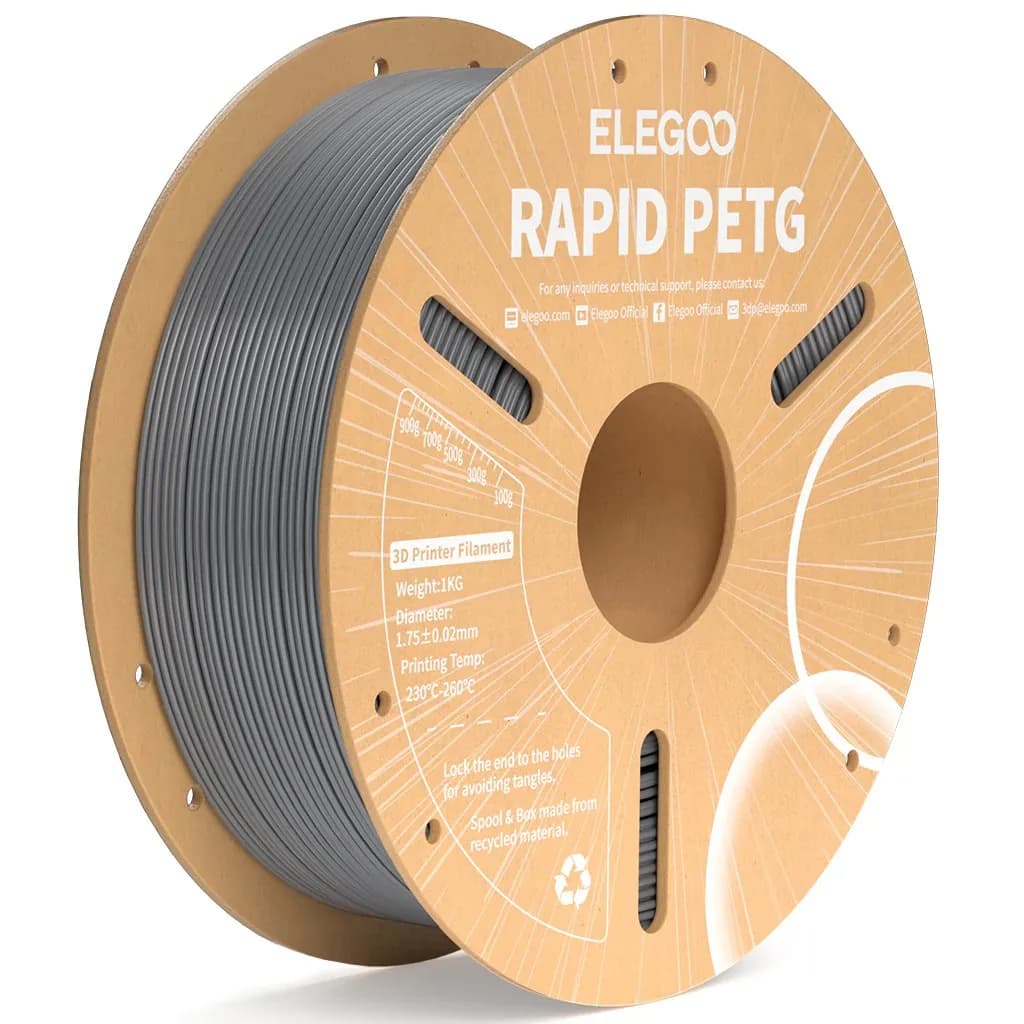 FILAMENTO ELEGOO PETG RAPIDA -1.75mm-1KG- PLATA