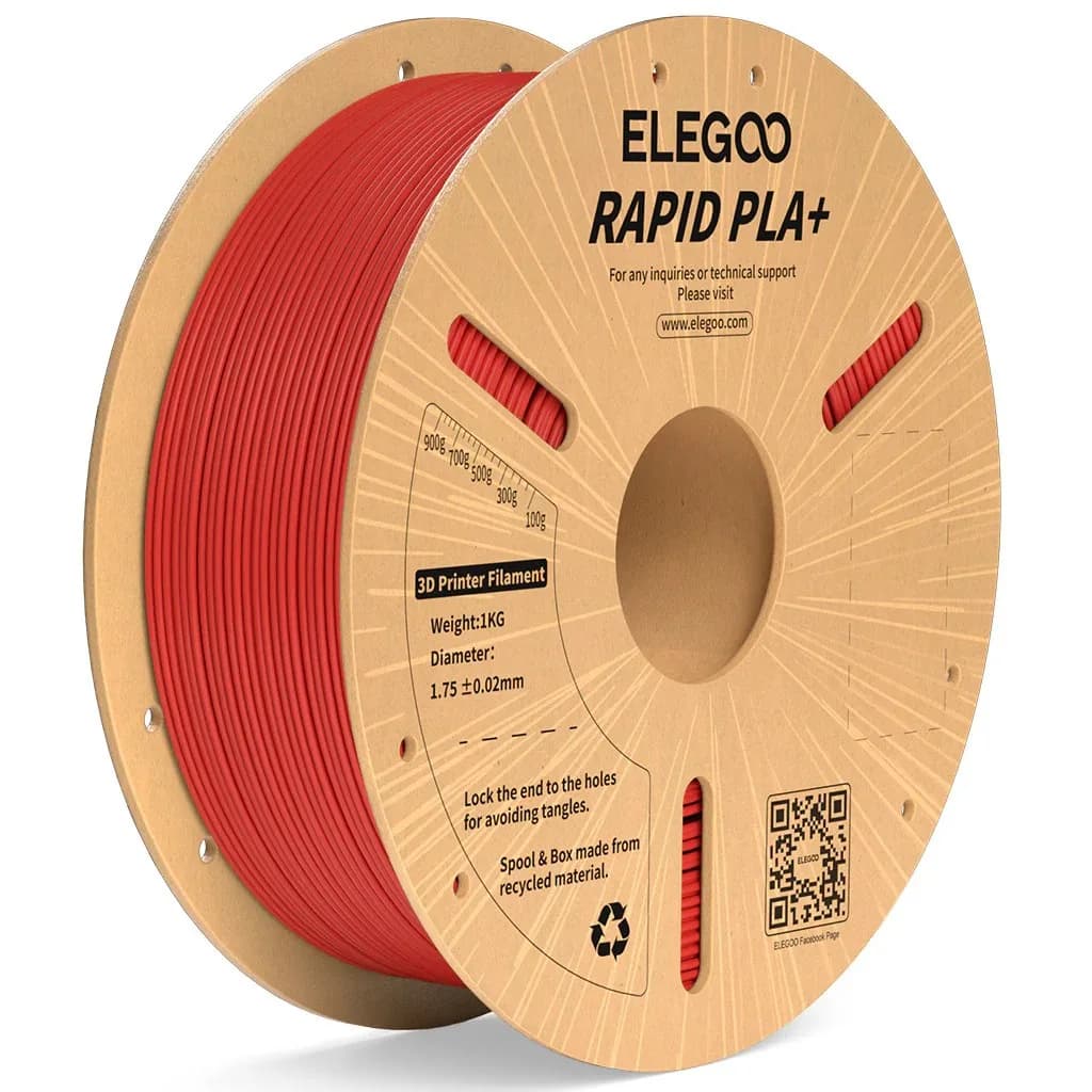 FILAMENTO ELEGOO RAPIDO PLA+ -1.75mm-1KG-ROJO 600 mm/s