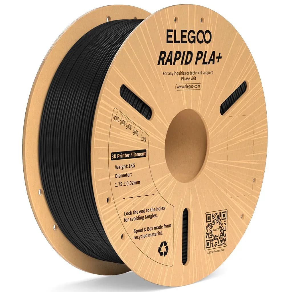 FILAMENTO ELEGOO RAPIDO 600mm/s  PLA+ -1.75mm-1KG-NEGRO