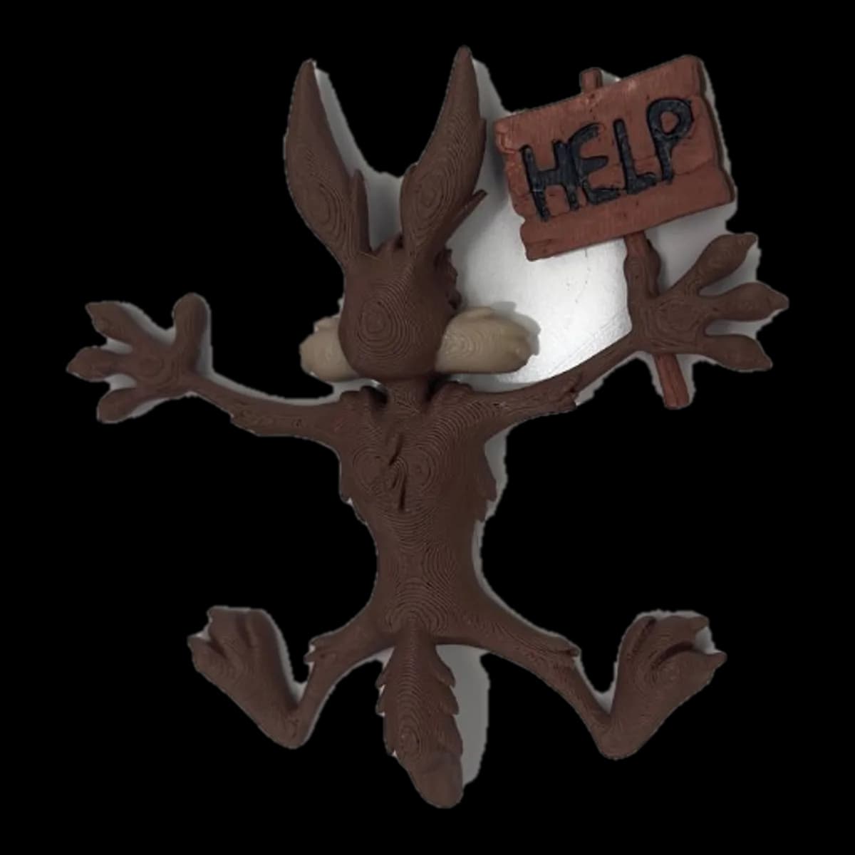 Coyote Estrellado con Cartel HELP - Impresion 3D