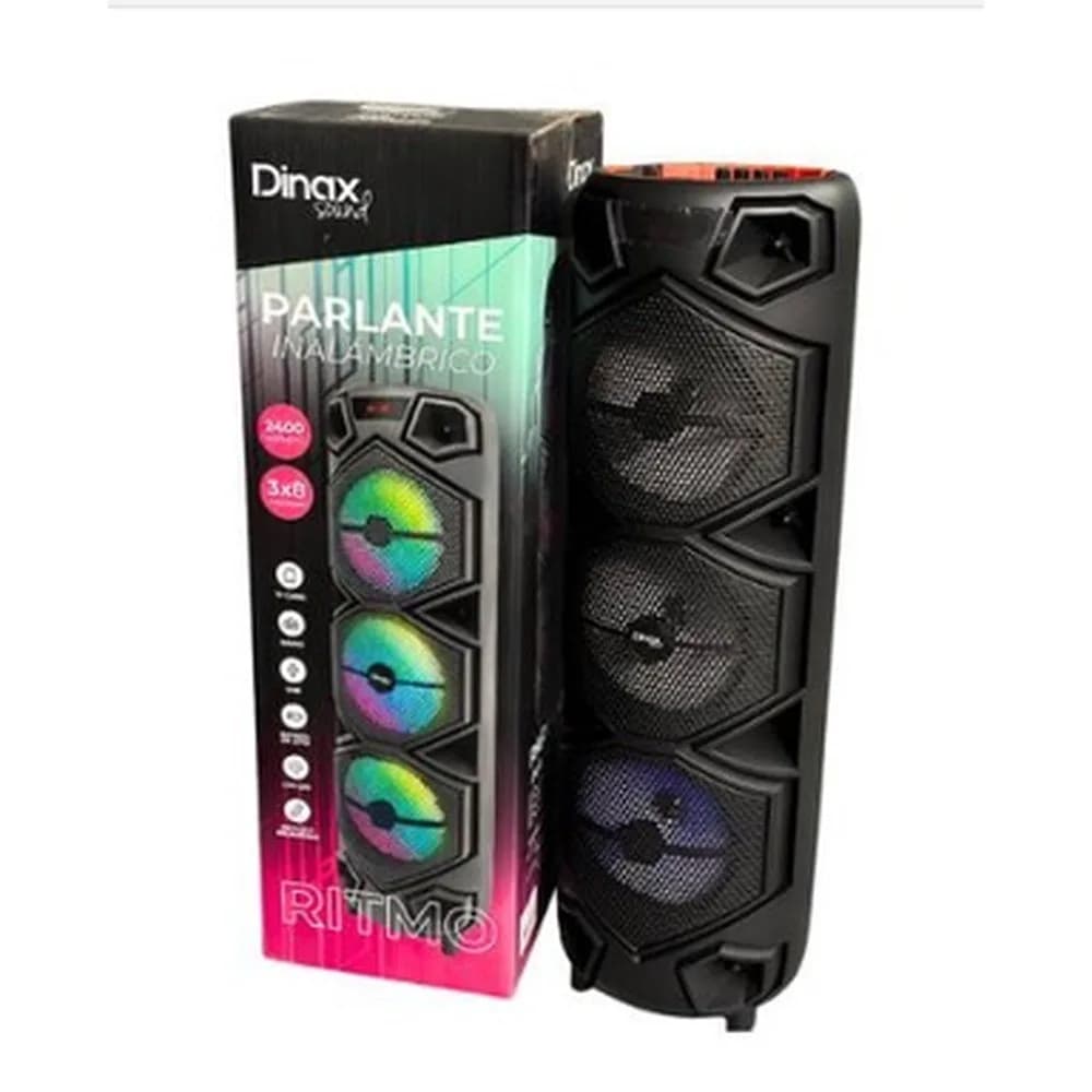 Parlante Inalambrico Dinax Ritmo 3x8 pulgadas (2400W, RGB)