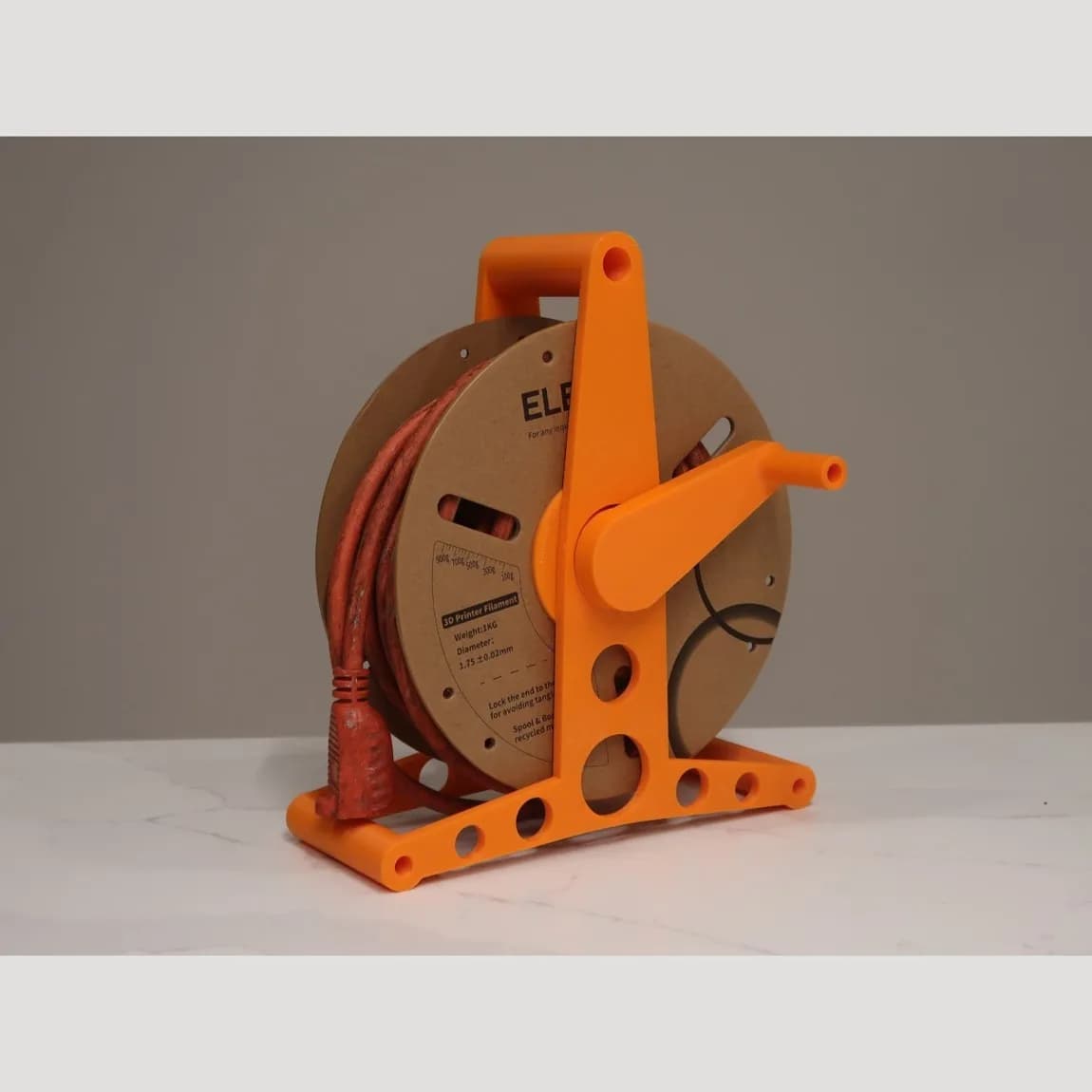 Enrollador de Cable / Alargue con Manija - Impresion 3D
