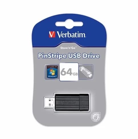 Pendrive Verbatim Pinstripe 64gb Retractil Usb 2.0