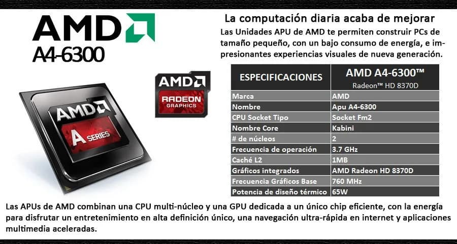 Microprocesador Amd Apu A4 6300 3.7ghz 1mb