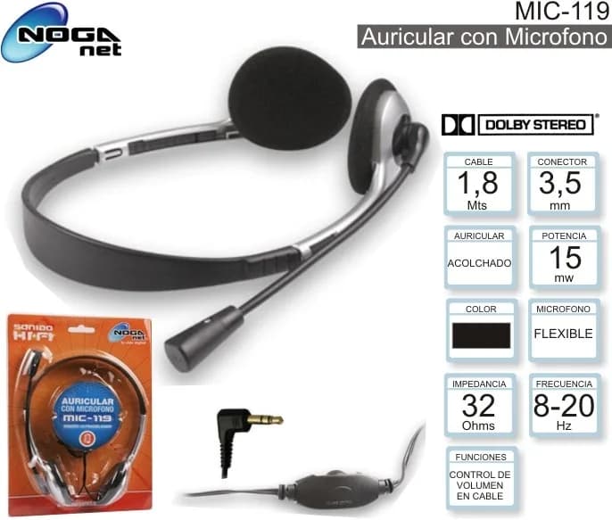 Auricular Noga C/ microfono Mic119