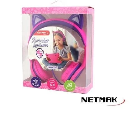 Auricular KIDS Orejas Gato Luminosas c/ Prot. de Vol. NM-K786