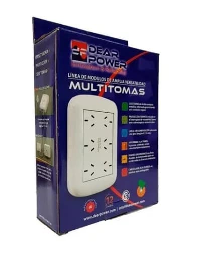 Zapatilla Multitoma 6 Enchufes Protector Termico y Cable Pared