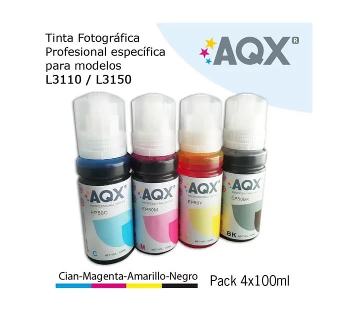 Pack Tinta Para Epson Lxxxx Aqx Con Pico Llave 400ml