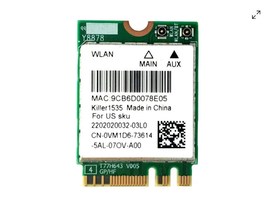 Tarjeta WiFi Dell Killer Intel Wireless-AC N1535 Bluetooth 4.1 VM1D6 0VM1D6