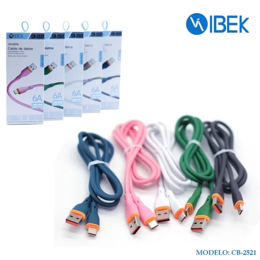 Cable Ibek CB-2521 USB a USB C Carga Rapida 6A