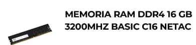 Memoria Ram DDR4 16 Gb 3200MHZ Basic C16 Netac