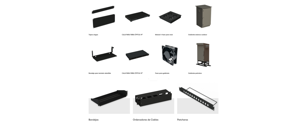 Racks - Gabinetes industriales - Zócalos - Patcheras - Ordenadores